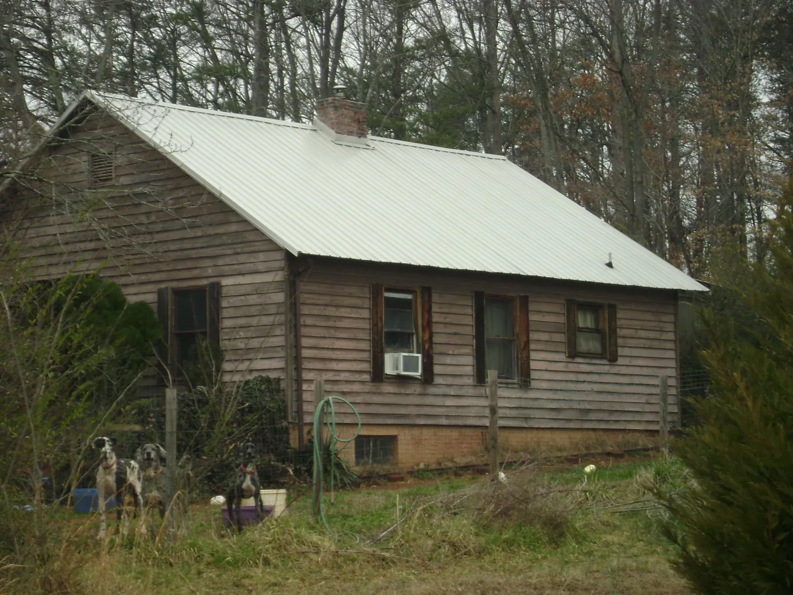 White metal roof on an old wood sided farmhouse, from a Metal Roof Installation job in Stockbridge